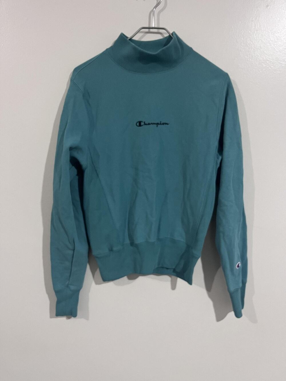 Champion Sweatshirt Mens XS Green Mock Neck Pullover Reverse Weave Fleece
